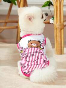 PETSIN 1件粉色背带裤 Cosplay 可爱小熊印花背心 - 彩色 - 查看 3