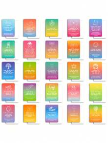 1套/2套 50张彩虹渐变肯定卡片 | 激励正能量自我鼓励互动卡片 - 均碼 - 查看 3