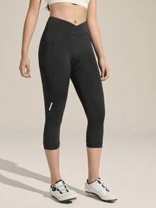 Exploreva 女士 4D 加厚山地自行车骑行裤 - 带口袋和坐垫 - 黑色 - 查看 2