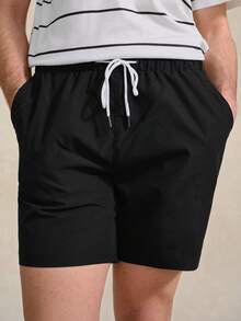 Courvante Quần short nam dáng rộng có dây rút eo và túi xéo, thích hợp cho tennis, thể thao mùa hè, quà tặng Ngày của Cha. - màu đen - Xem 6