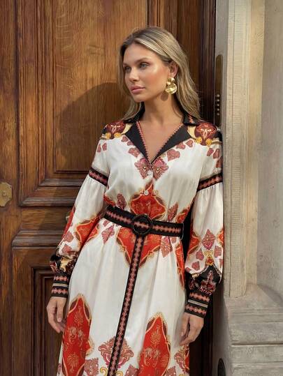 Hansera New Arrival Spring/Summer Long Sleeve Floral Print Dress For Women