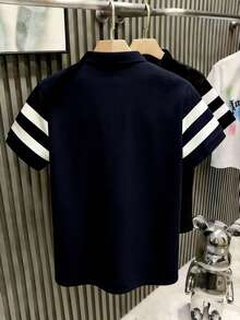 Manfinity Dauomo 男士条纹短袖休闲通勤 Polo 衫 - 彩色 - 查看 3