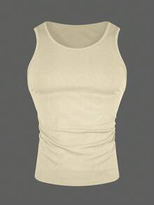 Manfinity Dauomo Men's Letter Graphic Round Neck Casual Versatile Tank Top - Apricot - View 5