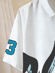 Chillumni Camisa de manga corta casual con estampado de conejo de estilo retro americano para hombres, estampado de conejo y número 23, unisex - Multicolor - Ver 4