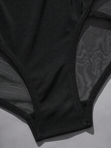 女士性感蕾丝拼接内裤 - 黑色 - 查看 9