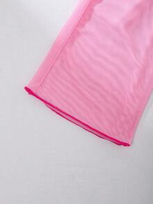 PetitDoll 2 件套撞色圆领蝴蝶结装饰短款上衣和长裤性感内衣套装 - 粉色 - 查看 7