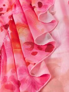 SHEIN MOD 豹纹印花垂褶领网纱两件套 - 彩色 - 查看 11