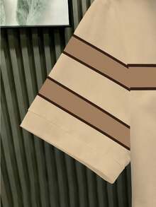 Manfinity Dauomo 男士条纹短袖休闲通勤 Polo 衫 - 彩色 - 查看 3