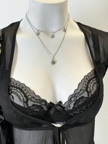 Jeanoix 女士条纹宽领可爱蝴蝶结修身休闲衬衫 - 黑色 - 查看 6