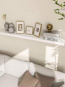 1 pieza/3 piezas Estante de pared de madera rústica montado en la pared, estantes flotantes con múltiples compartimentos para sala de estar, baño, lavandería, dormitorio, cocina, oficina en casa, organización del hogar - Blanco - Ver 4