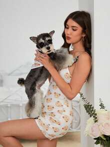 PETSIN 1件可爱小熊印花休闲宠物背心 - 彩色 - 查看 8