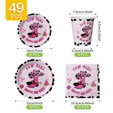 Pink Denim Style Disposable Plates, Napkins And Cups Set, Serves 8 Guests. This Disposable Party Supplies Set (Including Plates, Napkins And Cups) Is Perfect For Birthday Parties, Weddings And Family Picnics. - View 2