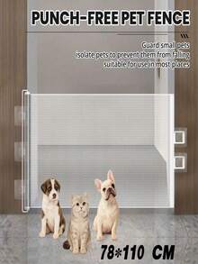 New Anti Cat Running Out Fence, No Need To Drill Holes, Retractable Pet Door Fence, Staircase Door Partition, Small Dog Fence, Cat Barrier - Multicolor - View 7
