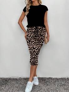 SHEIN LUNE 2pcs Women's Textured Midi Skirt Set, Summer - Multicolor - View 3