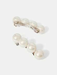 MOTF PREMIUM 2PCS FAUX PEARL FRENCH CLIP HAIR CLIPS CLAW CLIPS HAIR CLAWS HAIR BARRETTES - Beige - View 6