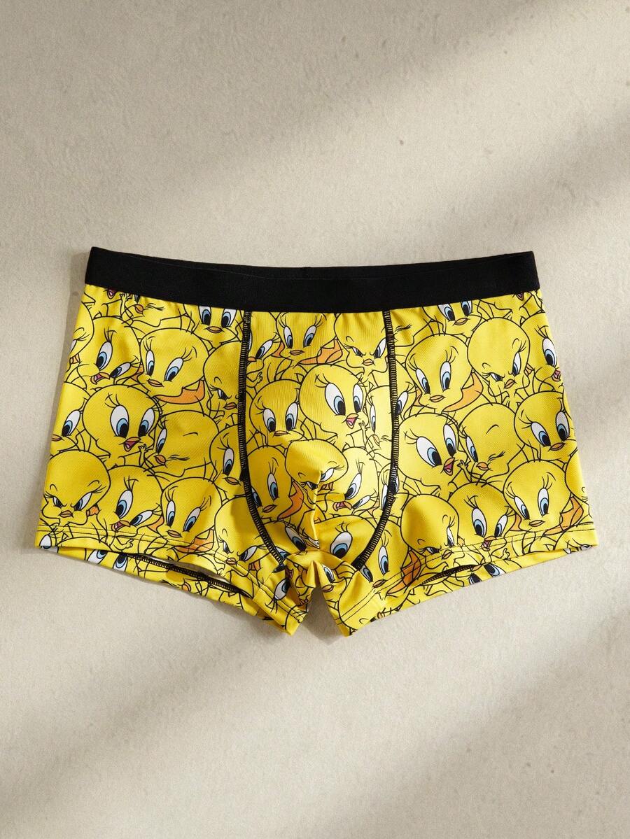 LOONEY TUNES X SHEIN Men's Boxer Briefs For Daily Wear - Yellow - View 1