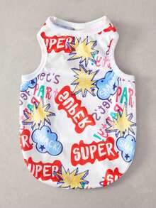 PETSIN 1 chiếc áo tank top in hình đồ họa thời trang, siêu dễ thương chủ đề mèo và chó, phong cách đường phố. - Nhiều màu - Xem 2