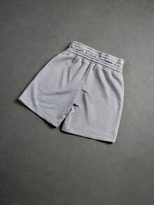 STYNVO Quần short nam thể thao thường ngày in chữ, cạp chun, thích hợp cho mùa hè. - Xám - Xem 2