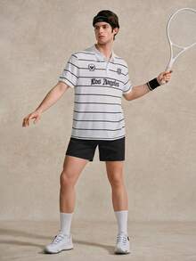Courvante Quần short nam dáng rộng có dây rút eo và túi xéo, thích hợp cho tennis, thể thao mùa hè, quà tặng Ngày của Cha. - màu đen - Xem 4