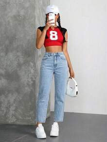 Jeanoix Women's High Waist Pockets Casual Versatile Jeans - Light Wash - View 2
