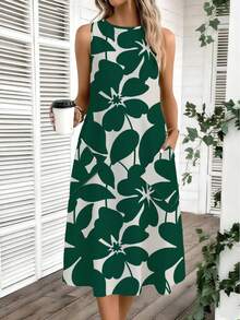 SHEIN LUNE 女士休闲印花中长连衣裙，适合春夏季节穿着 - 彩色 - 查看 6