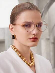 Visivana 1pc Ladies Highly Attractive Level Student Light Round Face Display Face Flat Flat Light Mirror Plain Frame For Computer Reading Gaming TV Phones Glasses Accessories For Women Modern Elegant Fashion Accessories - Milk Coffee - View 1