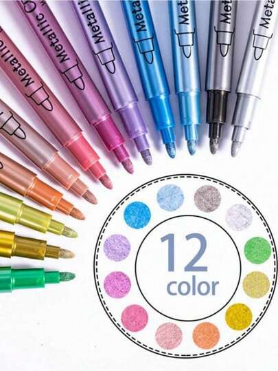 Bộ bút dạ kim loại chống thấm nước, chống phai màu, thích hợp vẽ tranh trên đá, đồ thủ công DIY trên gỗ, nhựa, gốm sứ, vải, canvas, nhiều bề mặt. Đầu bút vát, màu sắc sống động, bút vẽ chuyên nghiệp, quà tặng cho nghệ sĩ.