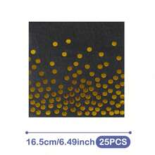 黑色底金色圆点花瓣一次性餐盘、餐巾纸和杯子套装，可供20位客人使用。这款一次性派对用品套装（包括餐盘、餐巾纸和杯子）非常适合生日派对、婚礼和家庭野餐。 - 查看 7