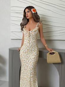 Jemour Women Sleeveless Ditsy Floral Dress - Pink - View 5