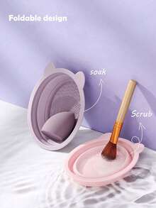 1 buah/2 buah warna Pink/Abu-abu/Ungu, Alat Pembersih Kuas Makeup, Set Alat Pembersih Kuas Kosmetik yang Dapat Diperpanjang & Digunakan Kembali, Untuk Kuas, Puff Bedak, dan Spons, Set Aksesoris Makeup, Hadiah - MultiWarna - View 3