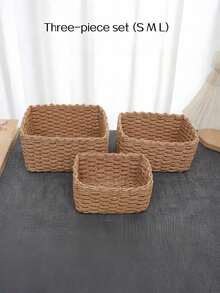 Bộ 3 giỏ đan đựng đồ màu be, dùng để bàn, đựng mỹ phẩm, đồ dùng lặt vặt, đồ trang trí phòng tắm, phòng khách, nhà cửa theo phong cách Boho Farmhouse. - Lạc đà - Xem 11