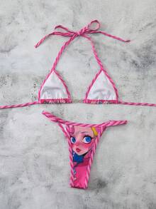 Swim Vcay Bộ bikini hai mảnh gợi cảm họa tiết chân dung dành cho nữ, thích hợp cho kỳ nghỉ hè. - Nhiều màu - Xem 8