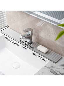 1PC Kitchen Faucet Mat, Diatomite Water Absorbing Splash Guard For Sink, Quick-Drying Non-Slip Stone Tray With Sandpaper, For Kitchen Bathroom Laundry - Multicolor - View 1