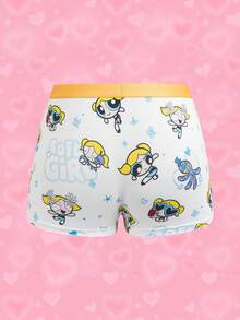 THE POWERPUFF GIRLS X SHEIN 女士卡通印花松紧腰平角内裤 - 彩色 - 查看 7