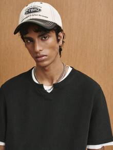 TOKVUE Men Solid Notched Neck Tee - Black - View 3