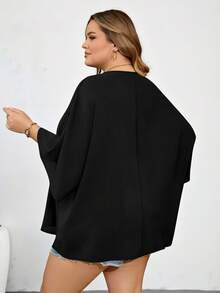 SHEIN CURVE+ Curve 尺码 US22 音乐节、海滨度假、波西米亚风女士 V 领休闲宽松上衣，适合海滩、商务、假日穿着 - 彩色 - 查看 3