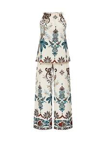 Louniche Women's Casual Vacation Bohemian Placement Print Sleeveless Top And Wide Leg Pants 2 Pieces Set, Spring/Summer - Multicolor - View 6