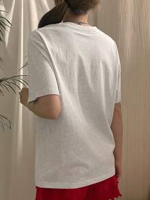 DAZY 女士宽松圆领印花T恤 - 灰色 - 查看 8