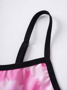 THE POWERPUFF GIRLS X SHEIN Women's Letter & Cartoon Print Camisole Bra Set - Pink - View 4