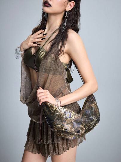 ROMWE Fairycore Bead Curtain Shoulder Strap Crossbody Bag Ladies