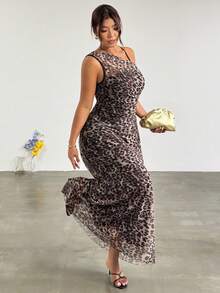 Firerie Đầm nữ cỡ lớn thanh lịch, tối giản, thời trang cơ bản, phù hợp cho công sở, đi làm, lễ hội âm nhạc, kỳ nghỉ biển, đầm ôm sát không tay cổ lệch xếp ly xuyên thấu. - Nhiều màu - Xem 4