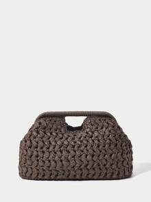 SHECARRY Fashion Woven Handbag - Coffee - View 1