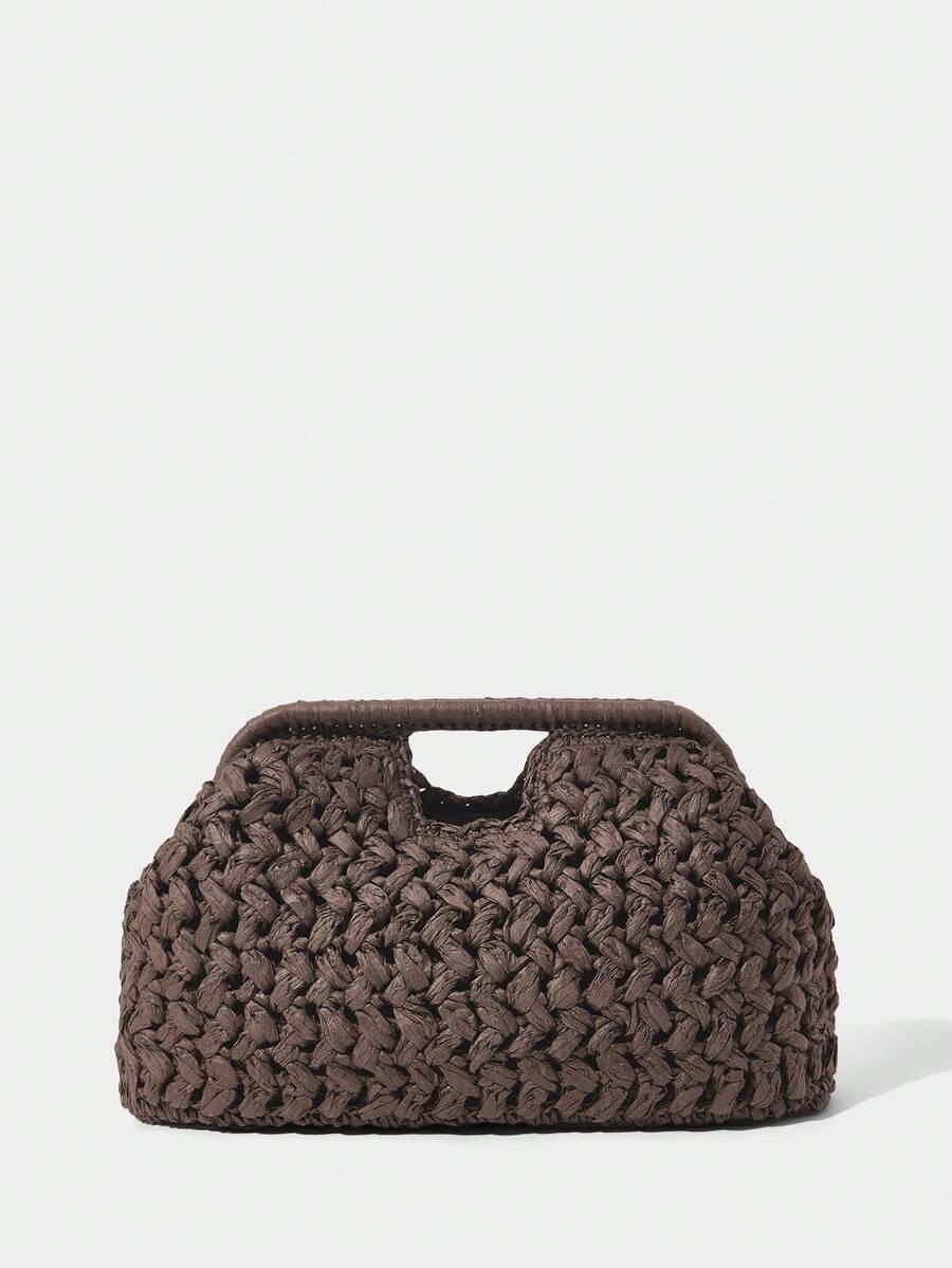 SHECARRY Fashion Woven Handbag - Coffee - View 1