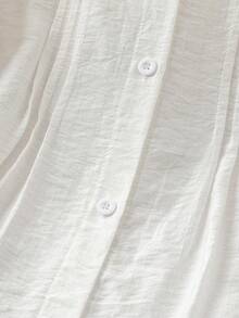 SHEIN LUNE Áo sơ mi nữ cỡ lớn viền ren, kiểu dáng tối giản thời trang, thoải mái và thanh lịch. - trắng - Xem 5