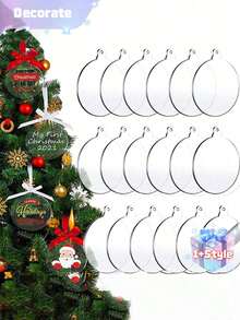 10 buah Ornamen Akrilik Bulat Bening 75mm, Cocok untuk Kerajinan DIY Natal dan Halloween, Dekorasi Gantung Pohon Natal, Natal - Beraneka warna - View 1