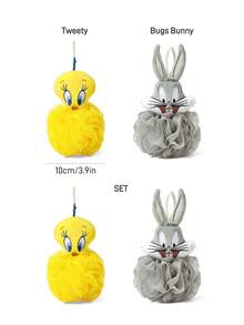 LOONEY TUNES X SHEIN Cute  Bath Brushes, Bath Sponges, And Ultra-Soft Foaming Nets With Fun, Oversized Designs For Bathing, Complete With A Hanging Rope. - Multicolor - View 3