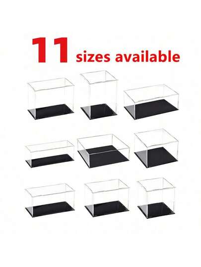 Hộp trưng bày bằng acrylic trong suốt, có 11 kích cỡ, tự lắp ráp, thích hợp để trưng bày mô hình, khối xây dựng, đồ thủ công và quà lưu niệm, đồng thời có tác dụng chống bụi.