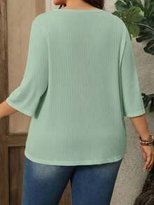 Áo khoác cardigan tay lửng màu trắng họa tiết jacquard dành cho nữ cỡ lớn, thích hợp mặc đi biển, đi nghỉ mát, trang phục mùa xuân và mùa hè cho nữ. - màu xanh lá - Xem 2