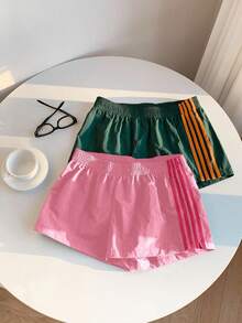 Comfortcana 2pcs Women's Contrast Color Woven Shorts, Summer - Multicolor - View 6