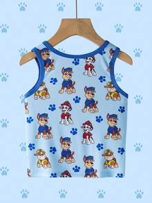 SHEIN | PAW Patrol 2件/套 男童卡通印花圆领背心 - 藍色 - 查看 7